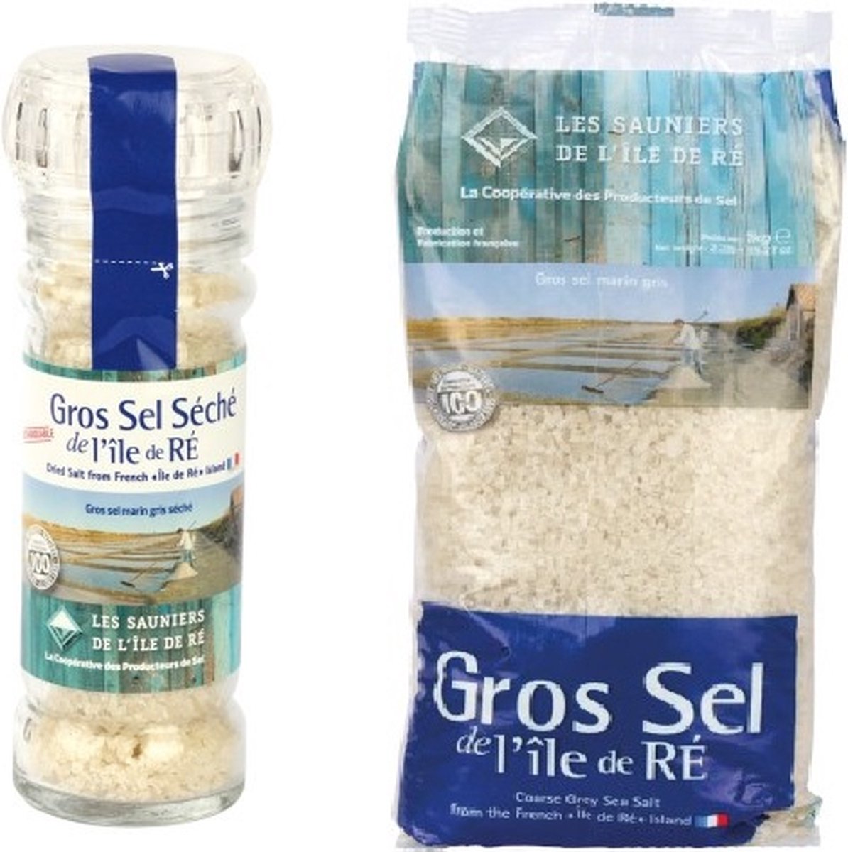 Set Grof zout met zoutmolen 80g en navulling grof keltisch zeezout (1kg) Les Sauniers Ile de Ré