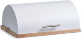 Zeller Luxe Houten Broodtrommel - Witte Klep - 39 cm