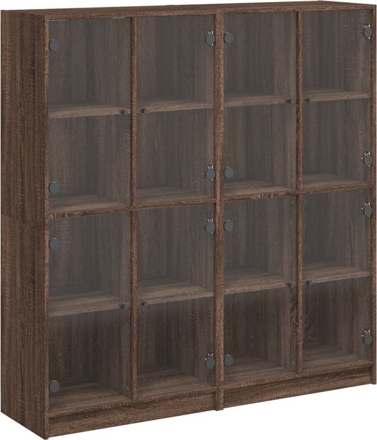vidaXL - Boekenkast - met - deuren - 136x37x142 - cm - hout - bruin - eikenkleur