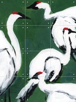 IXXI Cranes on Dark Green - Wanddecoratie - Dieren en insecten - 60 x 80 cm
