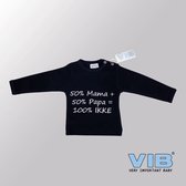 VIB® - Baby T-Shirt 50%Mama+50%Papa=100% IKKE (Navy)-(0-3 mnd) - Babykleertjes - Baby cadeau
