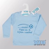 VIB® - Baby T-Shirt SSST Papa en ik kijken voetbal (Blauw)-(0-3 mnd) - Babykleertjes - Baby cadeau