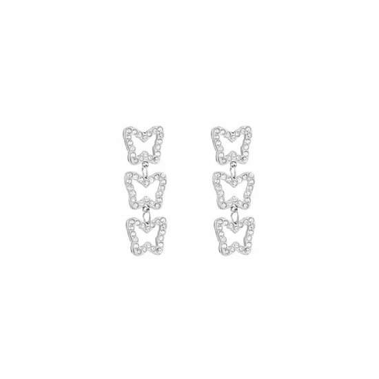 Oorbellen Butterflies - Michelle Bijoux - Oorbellen - 2,5 x 1 cm - Stainless Steel (verkleurt niet!) - Zilver