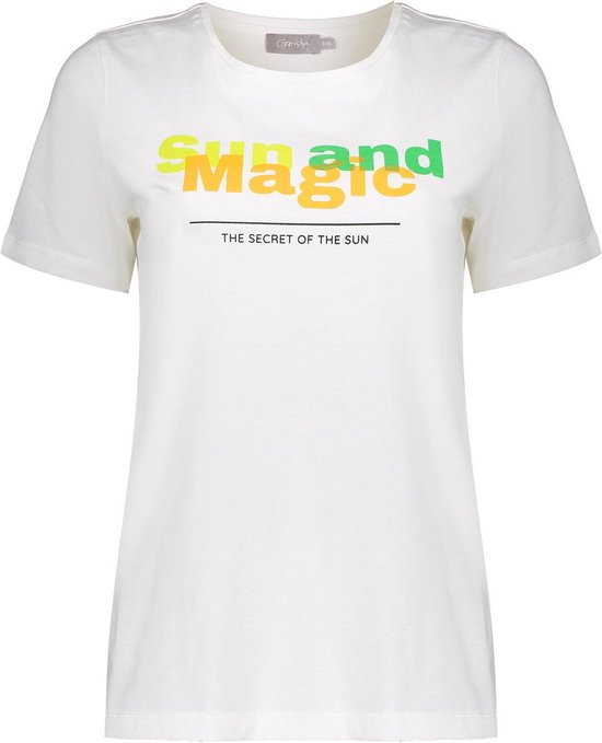 Geisha T-shirt Graphic T Shirt 42116 24 Off-white/lime/melon Dames Maat - L