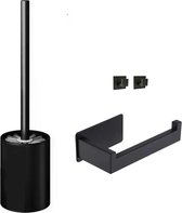 Toilet accessoire set Zwart 4-delig - Luxe Toilet Set - Toiletborstel met Houder - Toiletrolhouder - Handdoekhaakjes