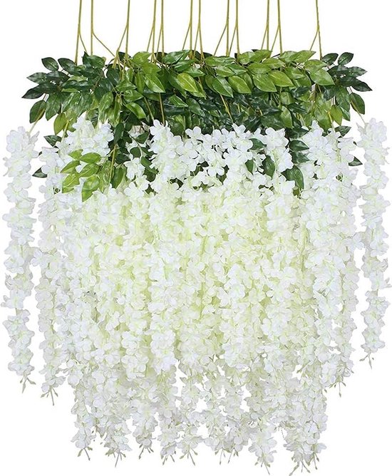 12 Pack Kunstmatige Wisteria Bloemen, Garland Plant Nep Opknoping Bloemen Wijnstok, voor Bruiloft Tuin Home Party Decor