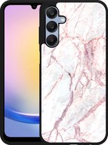 Cazy Hardcase Hoesje geschikt voor Samsung Galaxy A25 White Pink Marble