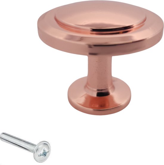 Meubelknop Memphis rose goud rond - Diameter 29 mm - Kastknop - Meubelknop - Deurknoppen voor kasten - Kastknoppen - Meubelbeslag - Deurknopjes - Meubelknoppen