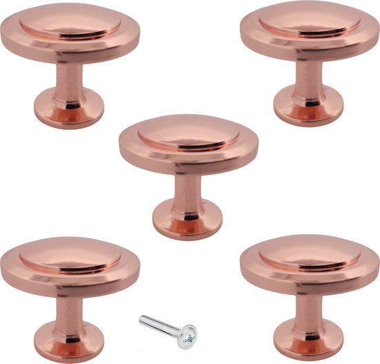 Meubelknop Memphis rose goud rond 5 STUKS - Diameter 29 mm - Kastknop - Meubelknop - Deurknoppen voor kasten - Kastknoppen - Meubelbeslag - Deurknopjes - Meubelknoppen