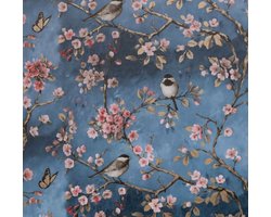 Rond Tafelzeil - Ø 140 cm - Vogels - donkerblauw