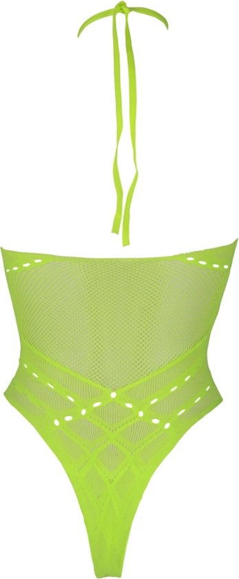 Shots - Ouch! OU839GLOOSX - Body with Halter Neck - Neon Green - XL/XXXXL
