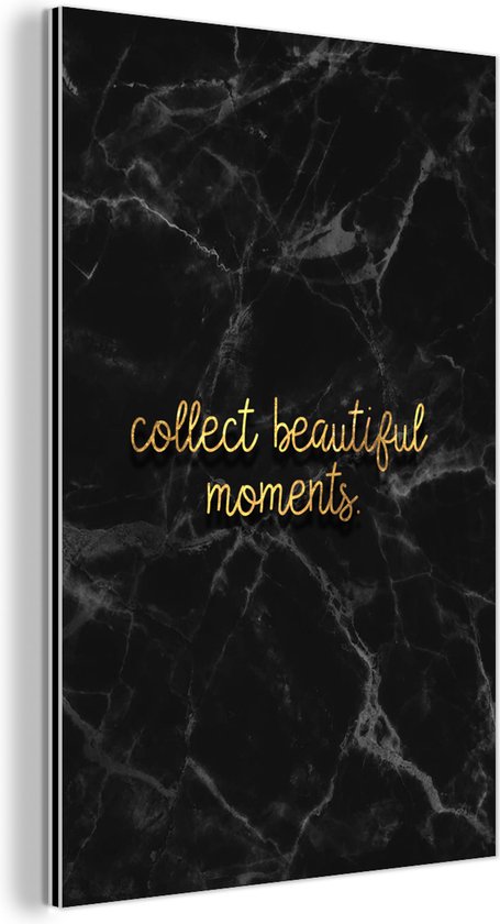 Décoration murale Métal - Peinture Aluminium Industriel - Citations - Dictons - Or - Marbre - 60x90 cm - Dibond - Photo sur aluminium - Décoration murale industrielle - Pour le salon/chambre