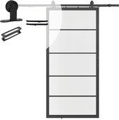 Stalen schuifdeur - Loft - 5 vaks helder glas - 215 x 100 cm inclusief schuifdeursysteem