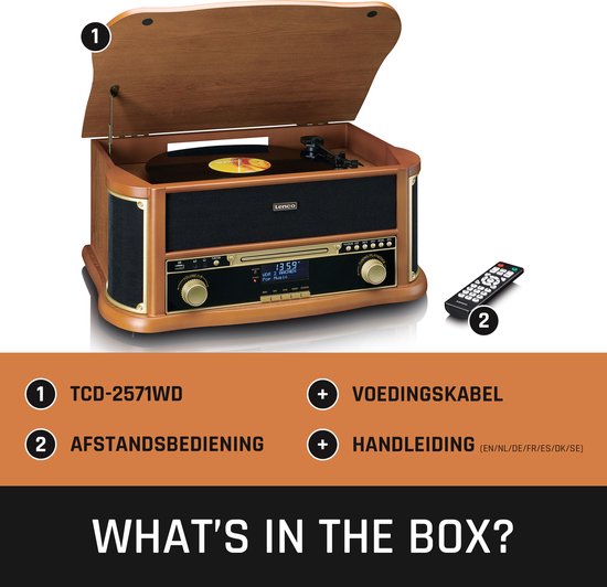 Classic Phono Retro Platenspeler - Bluetooth - Auto-stop - DAB Radio CD en Cassettespeler - TCD-2571WD - Hout — afbeelding 5