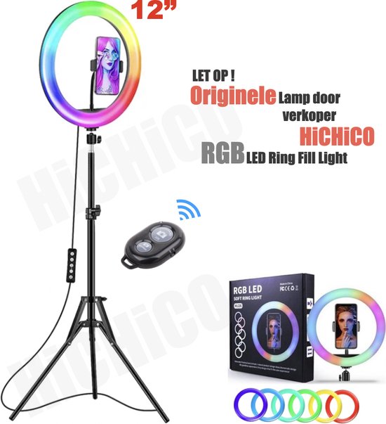 Selfie ringlamp met statief, 30,5 cm, led-ringlamp