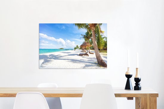 Wanddecoratie Metaal - Aluminium Schilderij Industrieel - Strand - Zee - Palmbomen - 60x40 cm - Dibond - Foto op aluminium - Industriële muurdecoratie - Voor de woonkamer/slaapkamer