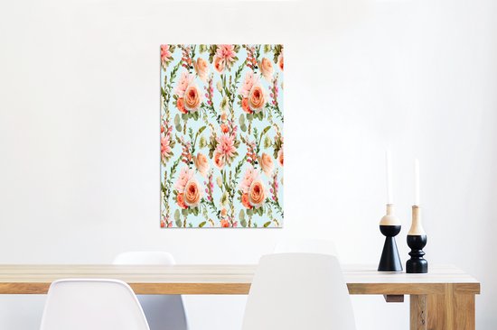 Décoration murale Métal - Peinture Aluminium Industrielle - Fleurs - Roses - Rose - 40x60 cm - Dibond - Photo sur aluminium - Décoration murale industrielle - Pour le salon / chambre