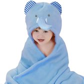 BoefieBoef Blauwe Olifant 2-in-1 Fleece Badcape & Wikkeldeken voor Baby's/Peuters met Dierencapuchon: Warm, Zacht & Comfortabel - Ideaal als Kraamcadeau
