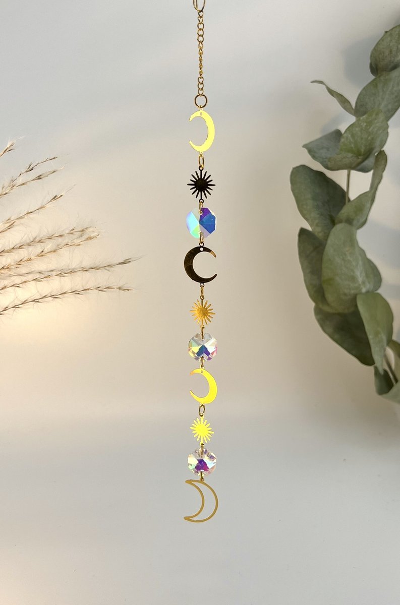 Cosy Casa® - Crystal Suncatcher - Kristal Zonvanger - Goud - Cadeau verpakking - Raam Decoratie - Kristallen - Zonnevanger - Edelsteen - Amethist - Machisch - Gemstone - Danielle