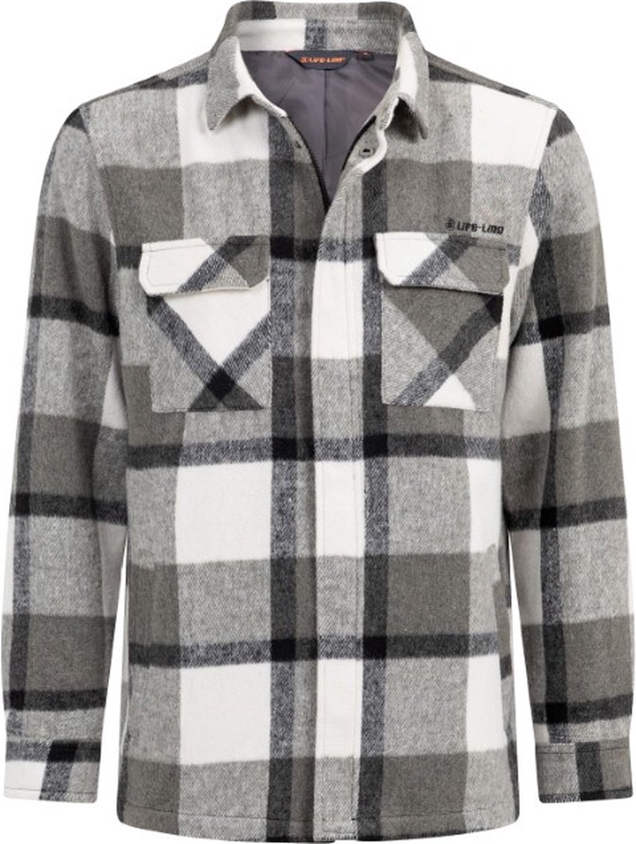 Life Line blouse Pico - blouse/jas Pico - wit/grijs geblokt - borstzak - maat M