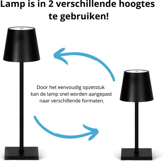 BRILONER - LED tafellamp draadloos met touch, dimbaar in stappen, neutrale witte lichtkleur, bedlamp, leeslamp, LED lamp, campinglamp, tafellamp, oplaadbare lamp, touch lamp, 30x14,5 cm, wit