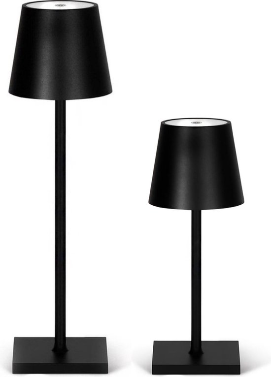 KJ Products Oplaadbare Tafellamp - In hoogte verstelbaar - 5200mAh - Tafellamp - Tafellampen - Draadloos & Oplaadbaar - 3 Kleuren Licht - Dimbaar - Industrieel - Zwart