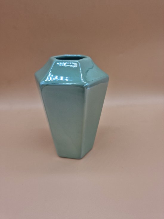 Daan Kromhout - Daira - Vaas - Parel Turquoise - 11x10x16cm - Facet hoog- Keramiek