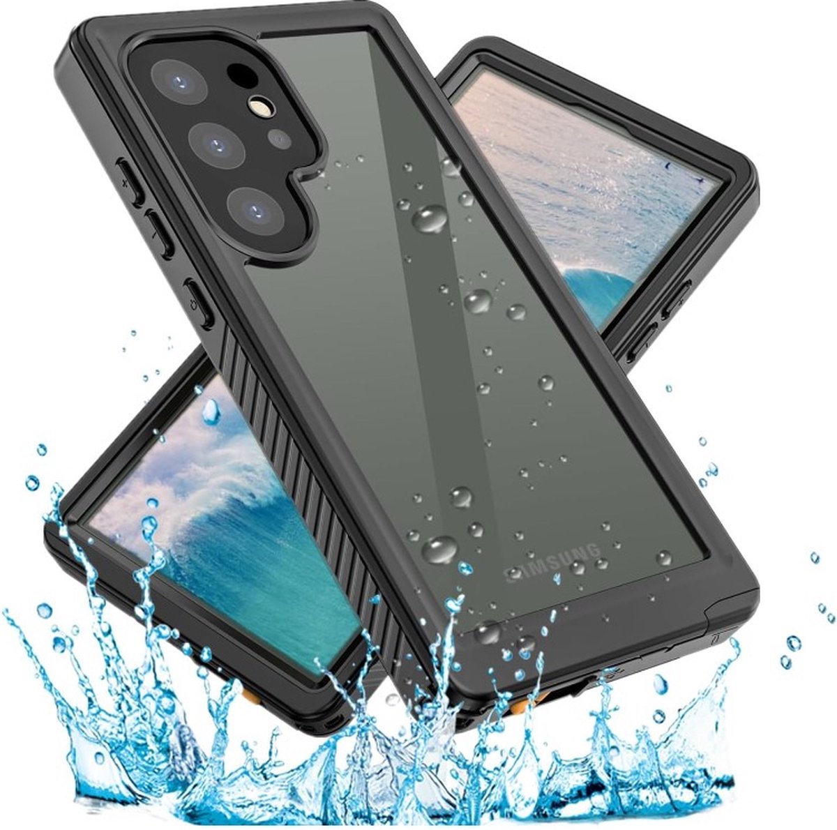 Geschikt voor Samsung Galaxy S24 Ultra - Waterdicht - Schermbeschermer - 360 Graden Hoesje - Zwart