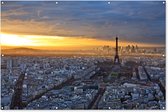 Muurdecoratie Parijs - Skyline - Zon - 180x120 cm - Tuinposter - Tuindoek - Buitenposter