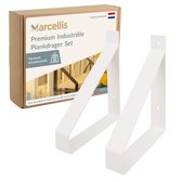 Marcellis - Support d'étagère industriel - 20cm - type 1 - blanc mat - acier - métal - lot de 2 pièces - avec matériel de montage par couleur + embout de vis de marque A