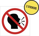 Pictogram/ stickers | Stilte/ Niet praten/ Keep silence | 10 x 10 cm | Lawaai | Rust | Kapel | Kerk | Bijeenkomst | Nachtlawaai | Syndicus | Universeel | 2 stuks