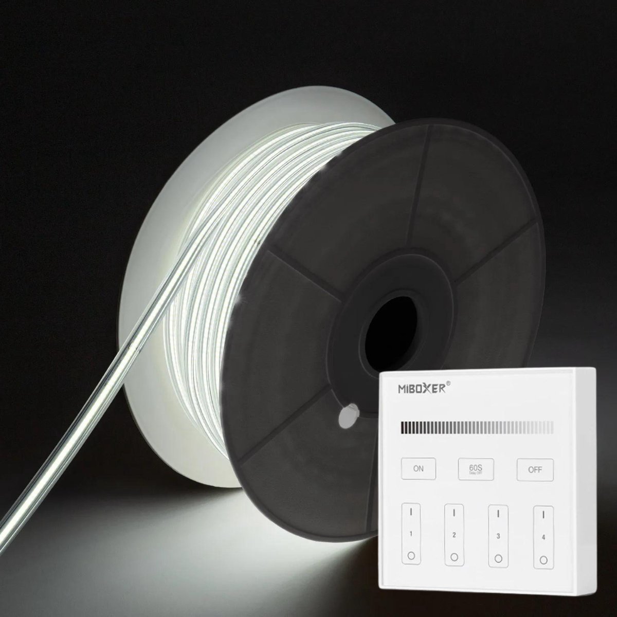 DiamantLED COB LED Strip - Koud Wit 6500K - 50 Meter in één rol(1x 50meter) - 800Lumen per meter - 220V - Waterdicht(IP65) - Complete Set - Met Mi-Light(MiBoxer) Draadloze Wandbediening Touch (Wit)
