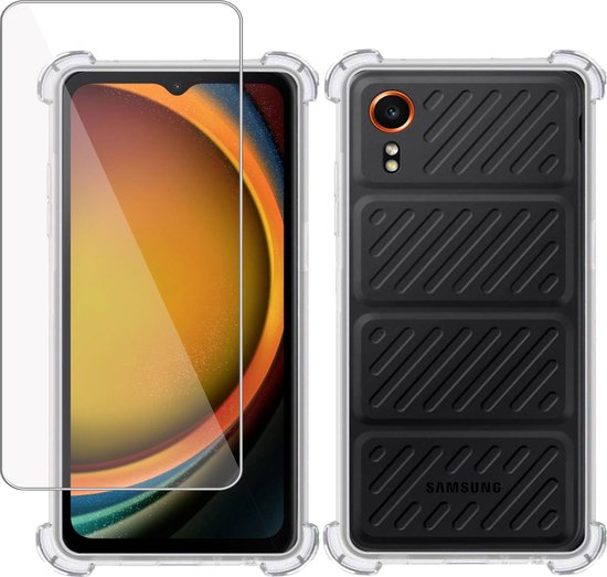 Hoesje + Screenprotector geschikt voor Samsung Galaxy Xcover 7 – Tempered Glass - Extreme Shock Case Transparant