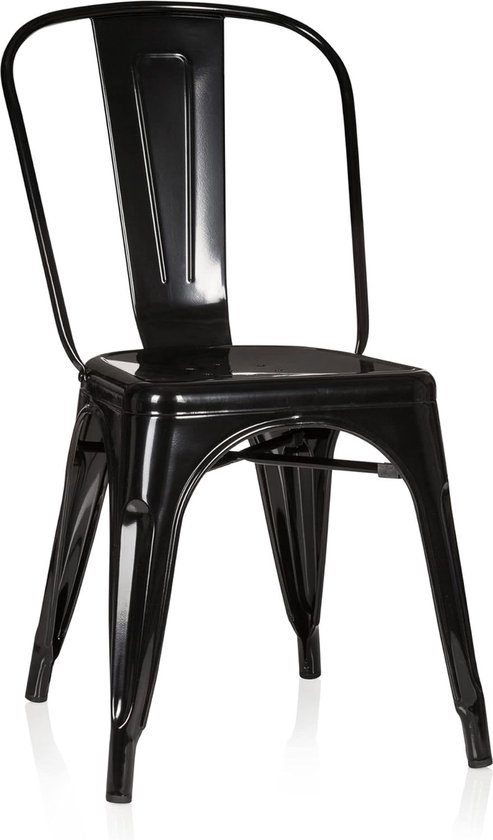 bistrostoel Vantaggio Comfort metalen zwarte stoel in industrieel design, stapelbaar