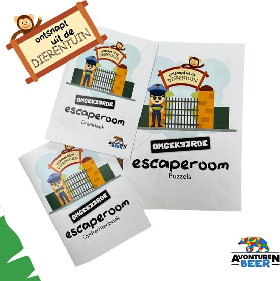 Avonturenbeer - Escaperoom - Ontsnapt uit de Dierentuin - Escaperoomspel - Kinderfeestje - Familiespel