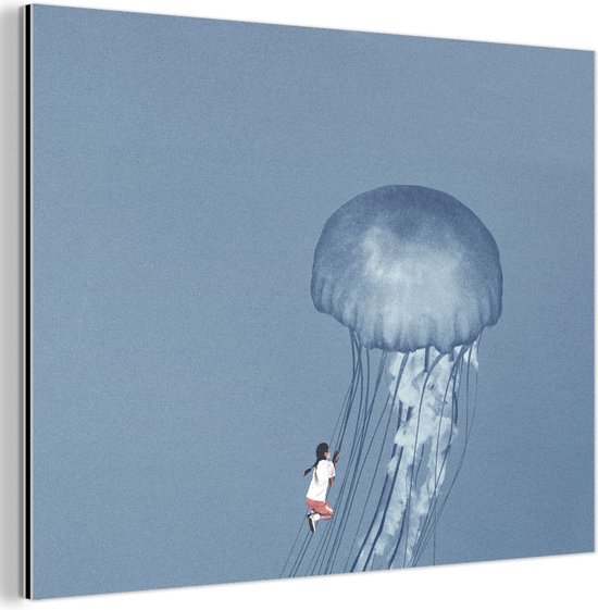 Décoration murale Métal - Peinture Aluminium Industriel - Enfants - Méduses - Animaux aquatiques - Vintage - 40x30 cm - Dibond - Photo sur aluminium - Décoration murale industrielle - Pour le salon/chambre