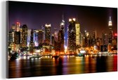 Wanddecoratie Metaal - Aluminium Schilderij Industrieel - New York - Manhattan - Skyline - 120x60 cm - Dibond - Foto op aluminium - Industriële muurdecoratie - Voor de woonkamer/slaapkamer