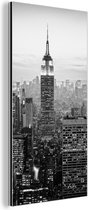 Wanddecoratie Metaal - Aluminium Schilderij Industrieel - New York City zwart-wit fotoprint - 40x80 cm - Dibond - Foto op aluminium - Industriële muurdecoratie - Voor de woonkamer/slaapkamer