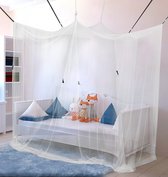 Klamboe eenpersoonsbed 100x200x200cm met 6 ophangpunten met kleefhaken - muggennet bed voor eenpersoonsbed met 1 opening - hemelbed gordijn als muggenbescherming