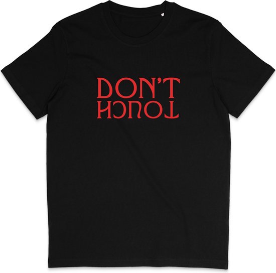T Shirt Heren Dames - Grappige Tekst: Don't Touch - Zwart - L