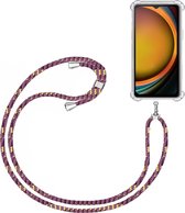 Telefoonkoord + Hoesje Geschikt voor Samsung Galaxy Xcover 7 - Lengte Verstelbaar - Telefoonketting - Shock Proof Case - Paars