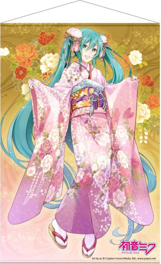 Vocaloid - Hatsune Miku - Japanse Kimono - Wall Scroll - 60 x 90 cm - Anime Poster