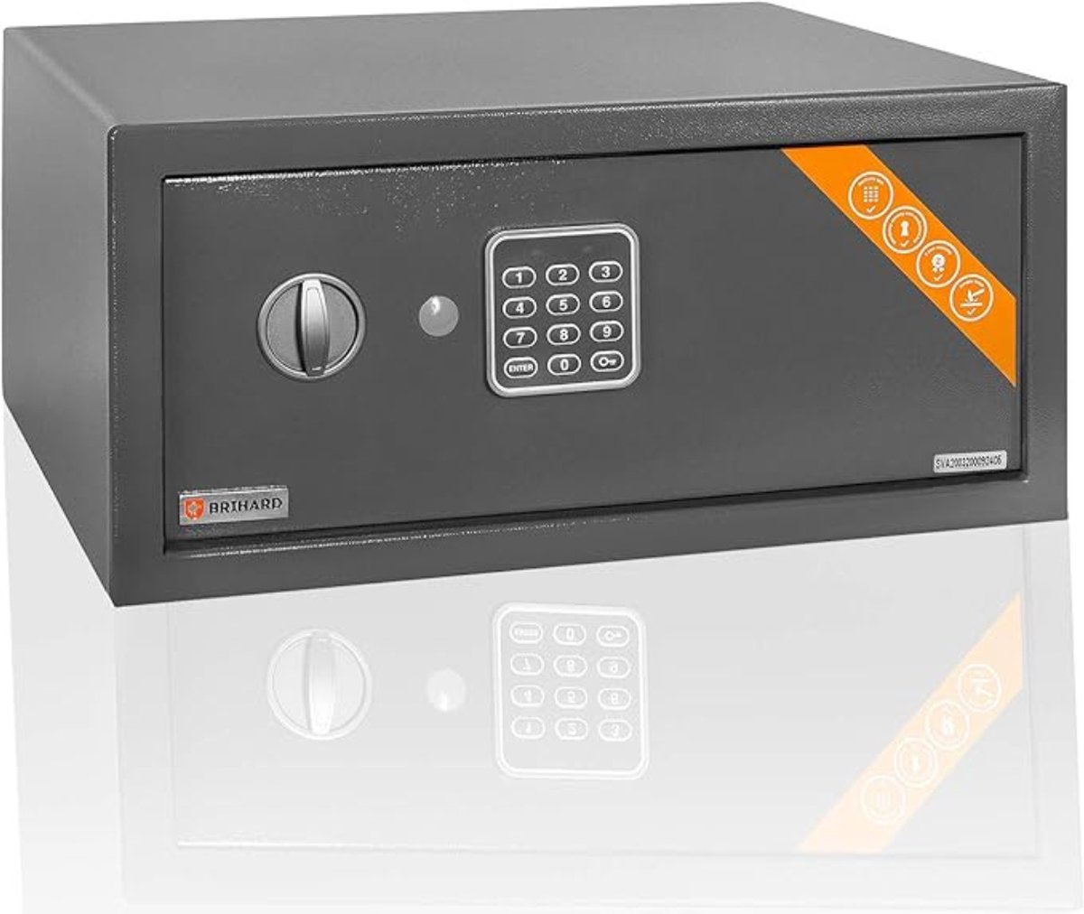 Brihard Elektronische Kluis - Laptop (20x42x35cm) – Met Cijferslot – Geld, Sieraden, Waardevolle Spullen – 27L Opslag – XL Design – Grijs