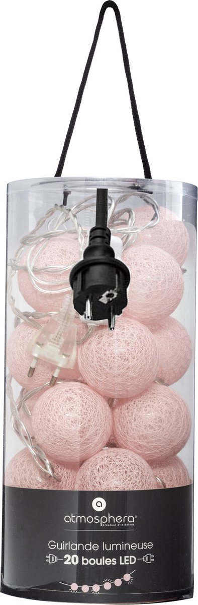 Atmosphera Lichtslinger “Tara” 20 Bollen Ø6 cm - Lichtroze - Binnen - LED - 20 LED bollen - Warm lichtroze - Totale lengte 435 cm