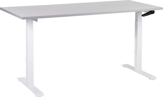 DESTINES - Verstelbaar bureau - Grijs/Wit - 160 x 72 cm - Spaanplaat