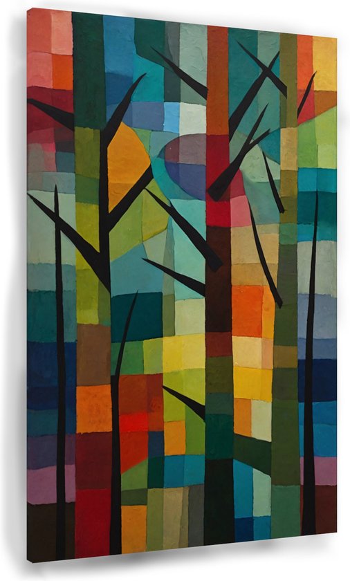 Forêt abstraite - Décoration murale Abstraction - Peintures forêt - Décoration murale moderne - Peinture sur toile - Décoration chambre - 60 x 90 cm 18mm
