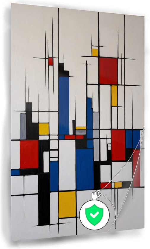 Skyline Piet Mondriaan stijl poster - Piet Mondriaan muurdecoratie - Wanddecoratie skyline - Poster vintage - Woonkamer posters - Decoratie muur - 60 x 90 cm