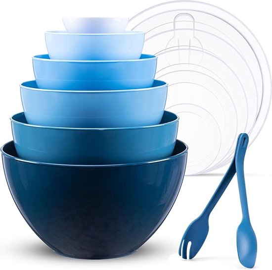 Set De 3 Bols En Verre Avec Couvercles – 4.5QT, 2.7QT, 1.1QT – Grand Saladier