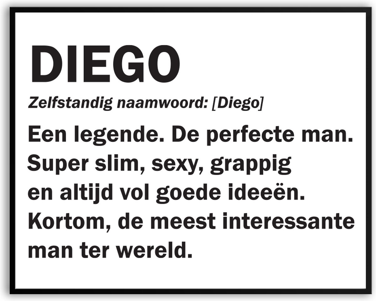 Diego Woordenboek Fotolijst met glas 40 x 50 cm - Prachtige kwaliteit - jarig - verjaardag