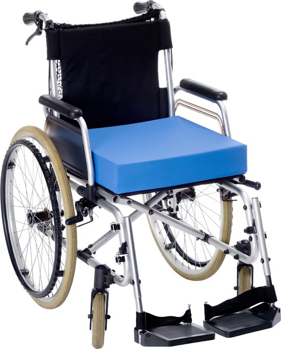 Medlogics Anti-decubitus Kussen voor de rolstoel - Orthopedisch Zitkussen - Traagschuim Zitkussen - Rolstoelkussen - Visco-elastisch, wasbare hoes (45x45x9 cm)